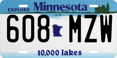 MN license plate 608MZW