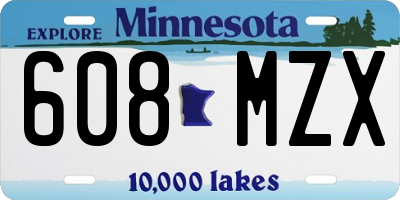 MN license plate 608MZX