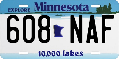 MN license plate 608NAF