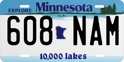 MN license plate 608NAM