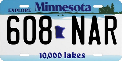 MN license plate 608NAR