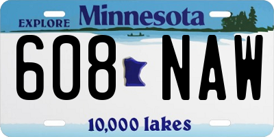 MN license plate 608NAW