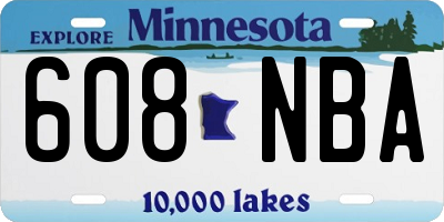 MN license plate 608NBA