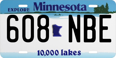 MN license plate 608NBE