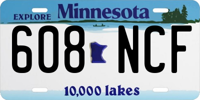 MN license plate 608NCF