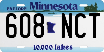 MN license plate 608NCT