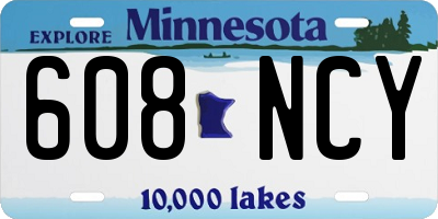 MN license plate 608NCY