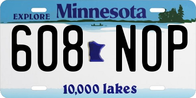 MN license plate 608NOP