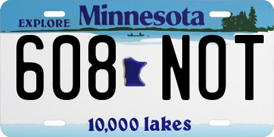 MN license plate 608NOT