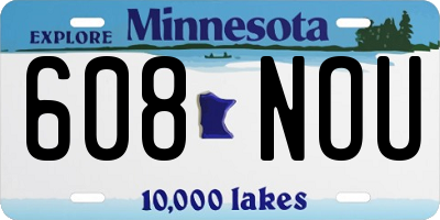 MN license plate 608NOU