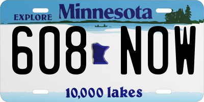MN license plate 608NOW
