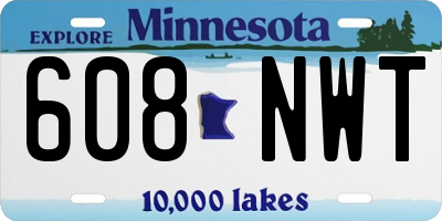 MN license plate 608NWT