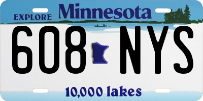 MN license plate 608NYS