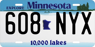 MN license plate 608NYX