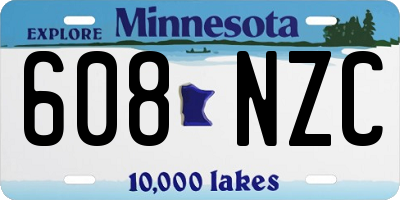 MN license plate 608NZC