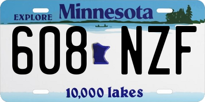 MN license plate 608NZF