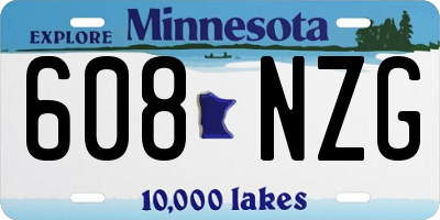 MN license plate 608NZG