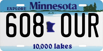 MN license plate 608OUR