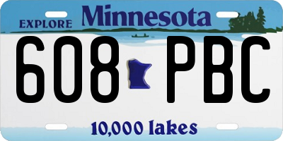 MN license plate 608PBC