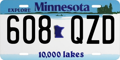 MN license plate 608QZD