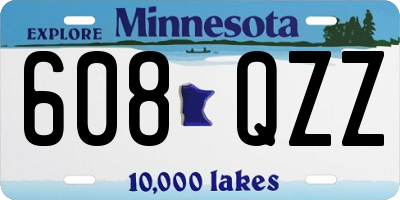 MN license plate 608QZZ