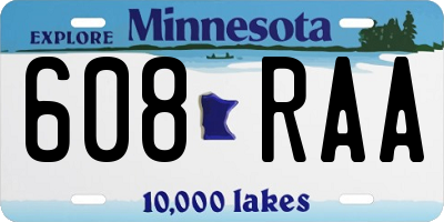 MN license plate 608RAA