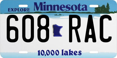 MN license plate 608RAC