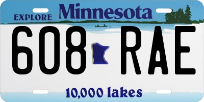 MN license plate 608RAE