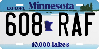 MN license plate 608RAF