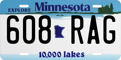 MN license plate 608RAG