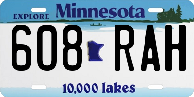 MN license plate 608RAH