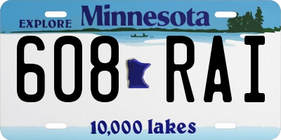 MN license plate 608RAI