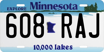 MN license plate 608RAJ