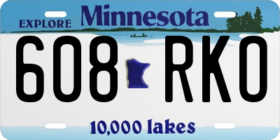 MN license plate 608RKO