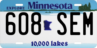 MN license plate 608SEM