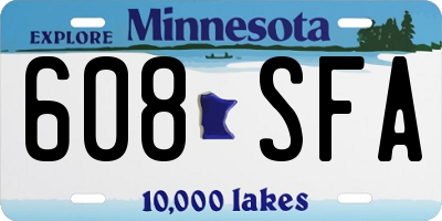 MN license plate 608SFA
