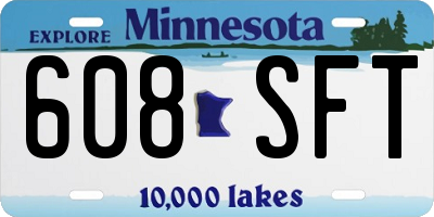 MN license plate 608SFT