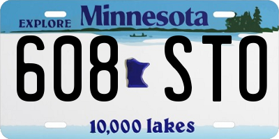 MN license plate 608STO