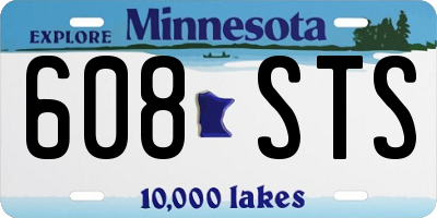 MN license plate 608STS