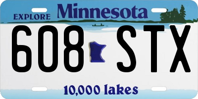 MN license plate 608STX