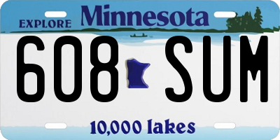 MN license plate 608SUM