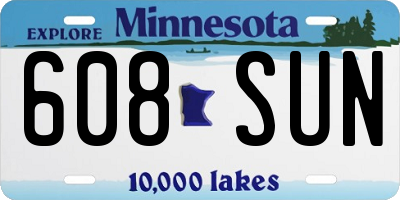 MN license plate 608SUN