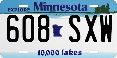 MN license plate 608SXW