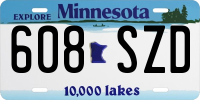 MN license plate 608SZD
