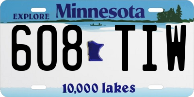 MN license plate 608TIW