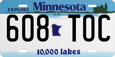 MN license plate 608TOC