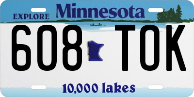 MN license plate 608TOK