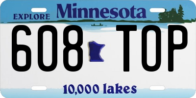 MN license plate 608TOP