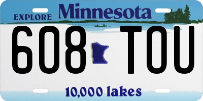 MN license plate 608TOU