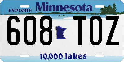 MN license plate 608TOZ